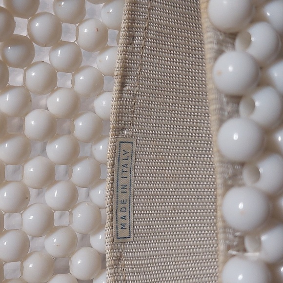 Vintage White Beaded Handbag With Strap Made in Italy 🇮🇹 - Picture 3 of 5